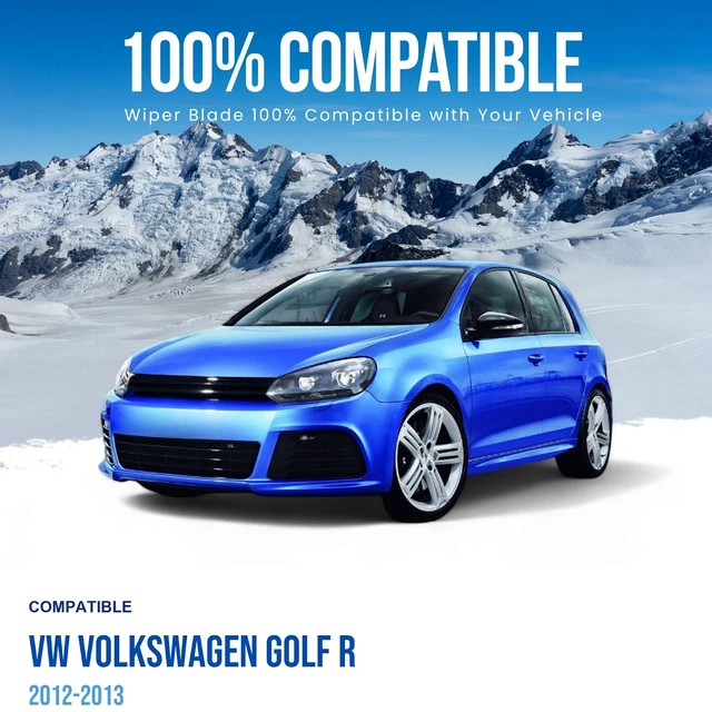 Alt view image 2 of 6 - Silbak Wiper Blade Set compatible with VW Volkswagen Golf R 2012-2013, Front and Rear 3-Piece, Driver 24 in, Passenger 19 in, Rear 11 in