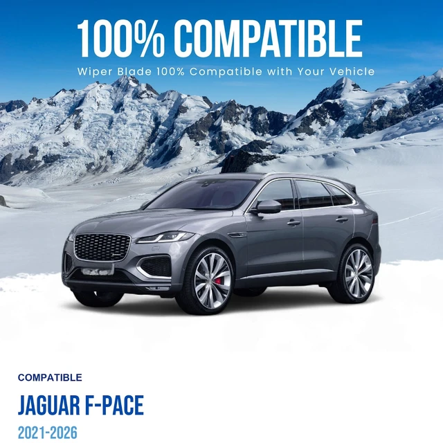 Alt view image 2 of 6 - Silbak Wiper Blade Set compatible with Jaguar F-Pace 2021-2026, Front and Rear 3-Piece, Driver 26 in, Passenger 19 in, Rear 12 in