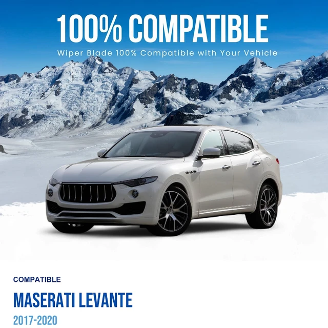 Alt view image 2 of 6 - Silbak Wiper Blade Set compatible with Maserati Levante 2017-2020, Front and Rear 3-Piece, Driver 26 in, Passenger 19 in, Rear 13 in