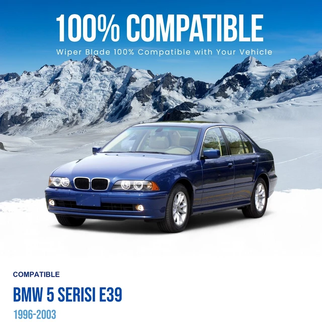Alt view image 2 of 5 - Silbak Wiper Blade Set compatible with BMW 5 Serisi E39 1996-2003, Front 2-Piece, Driver 26 in, Passenger 23 in