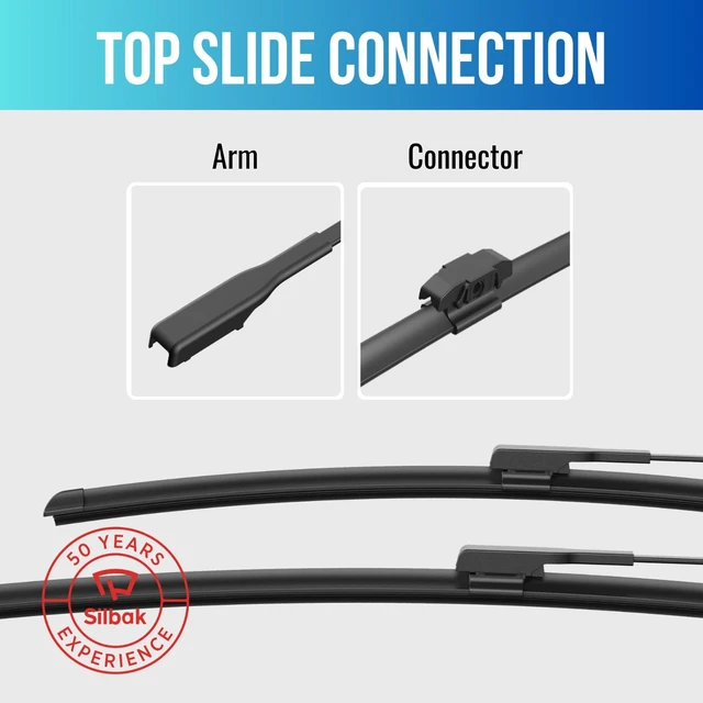 Alt view image 6 of 6 - Silbak Wiper Blade Set compatible with BMW X2 F39 2018-2023, Front 2-Piece, Driver 24 in, Passenger 20 in
