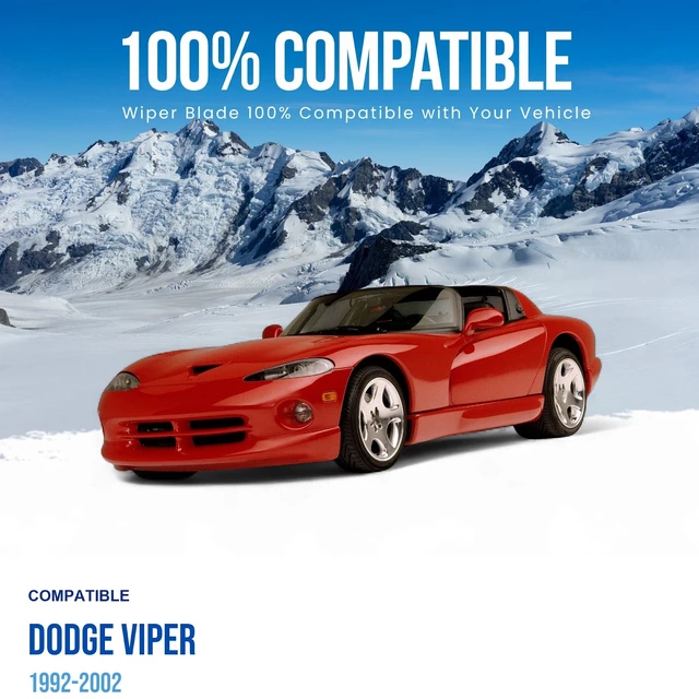 Alt view image 2 of 6 - Silbak Wiper Blade Set compatible with Dodge Viper 1992-2002, Front 2-Piece, Driver 16 in, Passenger 16 in