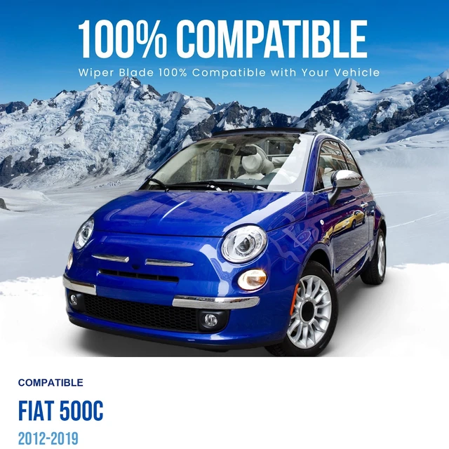 Alt view image 2 of 6 - Silbak Wiper Blade Set compatible with Fiat 500C 2012-2019, Front 2-Piece, Driver 24 in, Passenger 14 in
