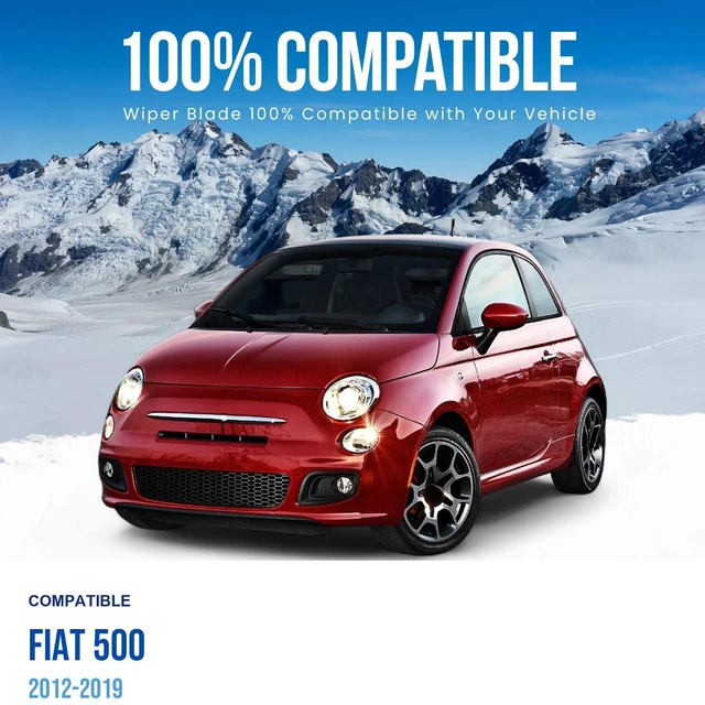 Alt view image 2 of 6 - Silbak Wiper Blade Set compatible with Fiat 500 2012-2019, Front 2-Piece, Driver 24 in, Passenger 14 in