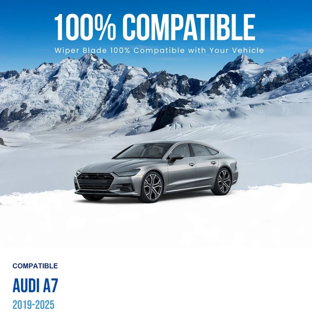 Alt view image 2 of 6 - Silbak Wiper Blades compatible with Audi A7 2019-2025, Front Set of Two, Driver Side 25 in (630 mm), Passenger Side 20 in (500 mm)