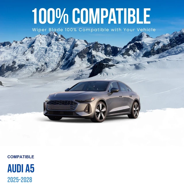 Alt view image 2 of 6 - Silbak Wiper Blades compatible with Audi A5 2025-2028, Front Set of Two, Driver Side 25 in (630 mm), Passenger Side 20 in (500 mm)
