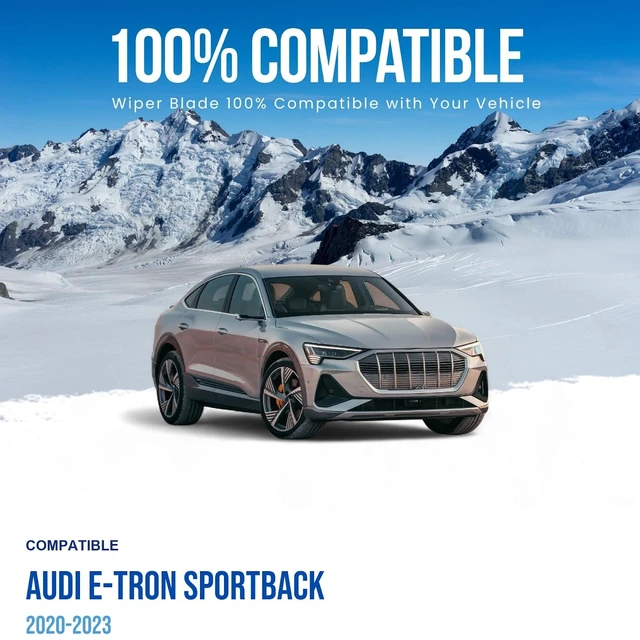 Alt view image 2 of 6 - Silbak Wiper Blade compatible with Audi e-tron Sportback 2020-2023, Front Set of Two, Driver Side 25 in (630 mm), Passenger Side 20 in (500 mm)