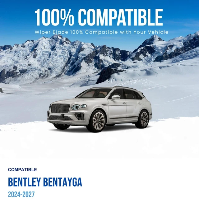 Alt view image 2 of 6 - Silbak Wiper Blade compatible with Bentley Bentayga 2024-2027, Front Set of Two, Driver Side 25 in (630 mm), Passenger Side 20 in (500 mm)