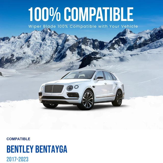 Alt view image 2 of 6 - Silbak Wiper Blade compatible with Bentley Bentayga 2017-2023, Front Set of Two, Driver Side 25 in (630 mm) , Passenger Side 20 in (500 mm)