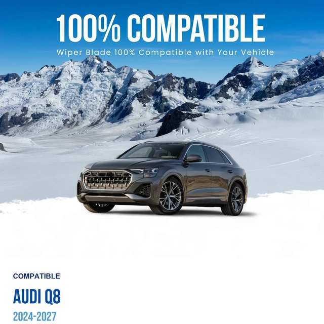 Alt view image 2 of 6 - Silbak Wiper Blade compatible with Audi Q8 2024-2027 Front Set of Two, Driver Side 25 in (630 mm), Passenger Side 20 in (500 mm)