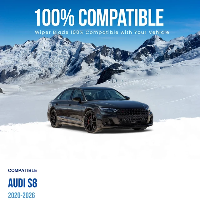 Alt view image 2 of 6 - Silbak Wiper Blades compatible with Audi S8 2020-2026, Front Windshield Wiper Set of Two, Driver Side 25" (630 mm), Passenger Side 20" (500 mm)