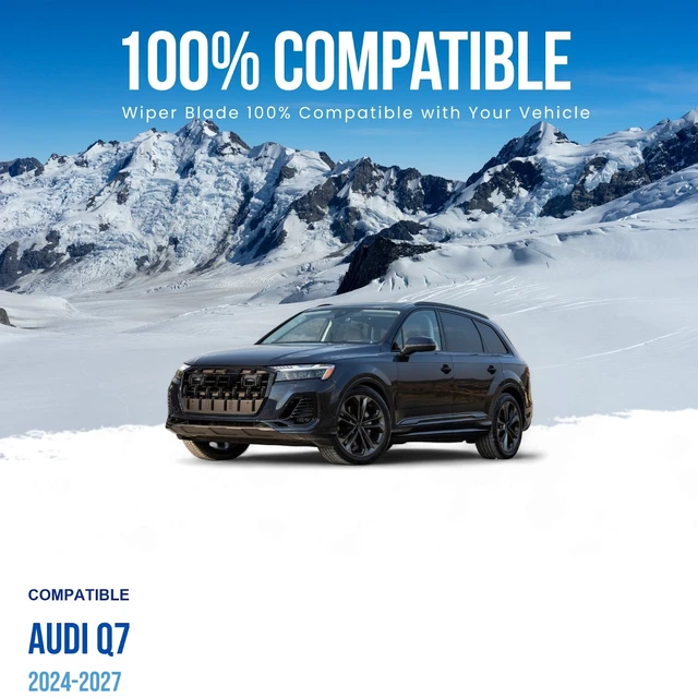 Alt view image 2 of 6 - Silbak Wiper Blade compatible with Audi Q7 2024-2027 Front Set of Two, Driver Side 25 in (630 mm), Passenger Side 20 in (500 mm)