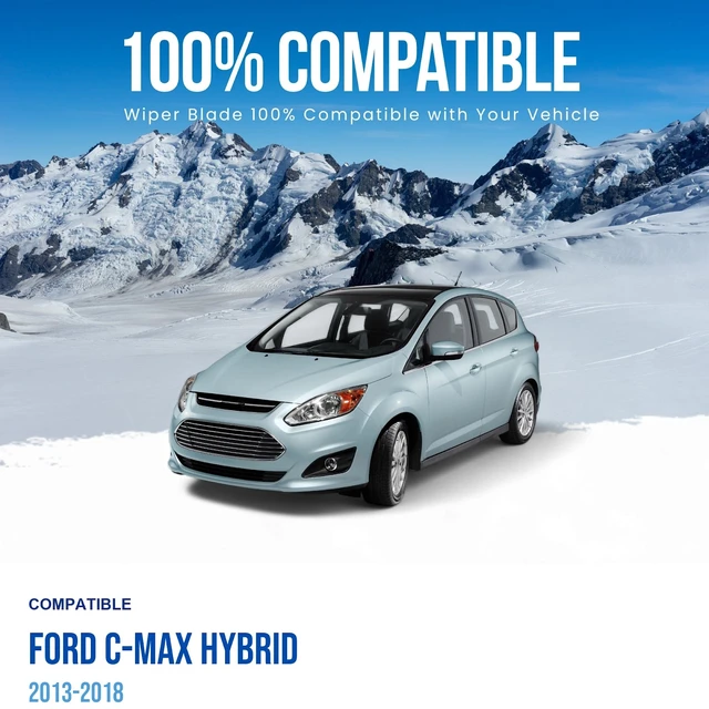 Alt view image 2 of 7 - Silbak Wiper Blade Set compatible with Ford C-Max Hybrid 2013-2018, Front 2-Piece, Driver Side 30 in (750 mm), Passenger Side 24 in (600 mm)