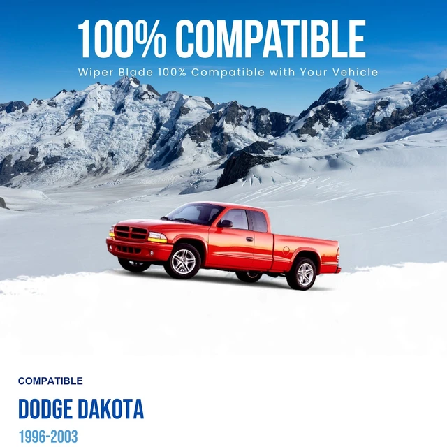 Alt view image 3 of 7 - Silbak Wiper Blade compatible with Dodge Dakota 1996-2003, Front Windshield Set of Two, Driver Side 21 in (530 mm), Passenger Side 20 in (500 mm)