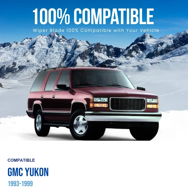 Alt view image 3 of 7 - Silbak Wiper Blade Set compatible with GMC Yukon 1993-1999, Front 2-Piece, Driver 21 in, Passenger 21 in