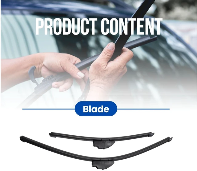 Alt view image 2 of 7 - Silbak Front Windshield Wiper Blade Set compatible with Chevrolet Cavalier Convertible 1997-1999, 2-Piece, Driver Side 22 in (550 mm), Passenger Side 17 in (430 mm)