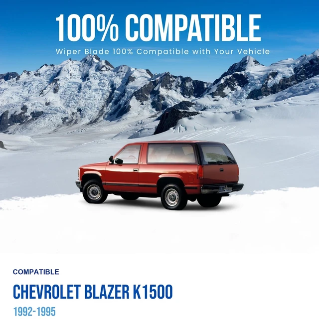 Alt view image 3 of 7 - Silbak Wiper Blade compatible with Chevrolet Blazer K1500 1992-1995, Front Set of Two, Driver Side 20" (500 mm), Passenger Side 20" (500 mm)