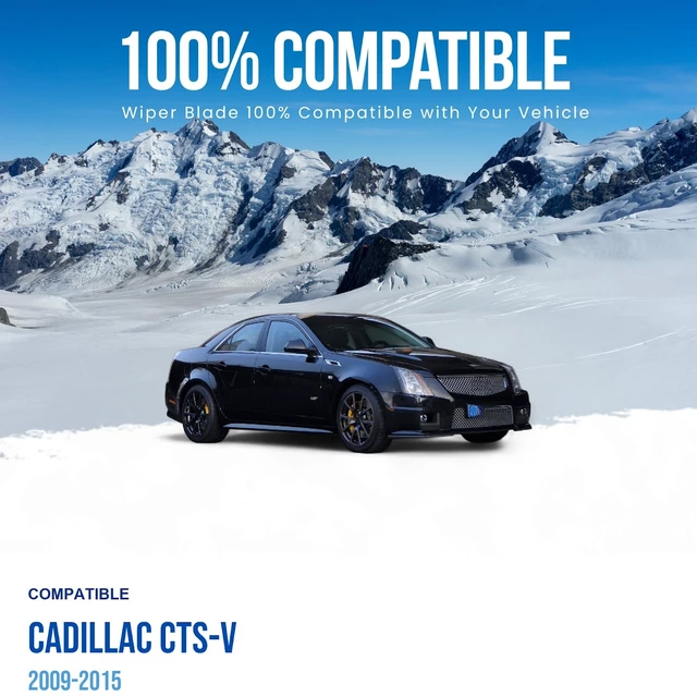 Alt view image 3 of 7 - Silbak Wiper Blade compatible with Cadillac CTS-V 2009-2015 Front Windshield Set of Two, Driver Side 22" (550 mm), Passenger Side 19" (480 mm)