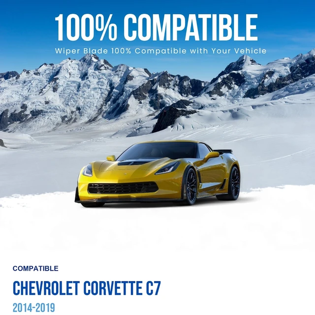 Alt view image 3 of 7 - Silbak Wiper Blade compatible with Chevrolet Corvette C7 2014-2019, Front Set of Two, Driver Side 22 in (550 mm), Passenger Side 20 in (500 mm)