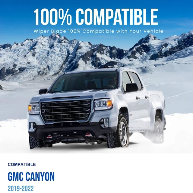 Alt view image 3 of 7 - Silbak Wiper Blade Set compatible with GMC Canyon 2019-2022, Front 2-Piece, Driver 22 in, Passenger 18 in