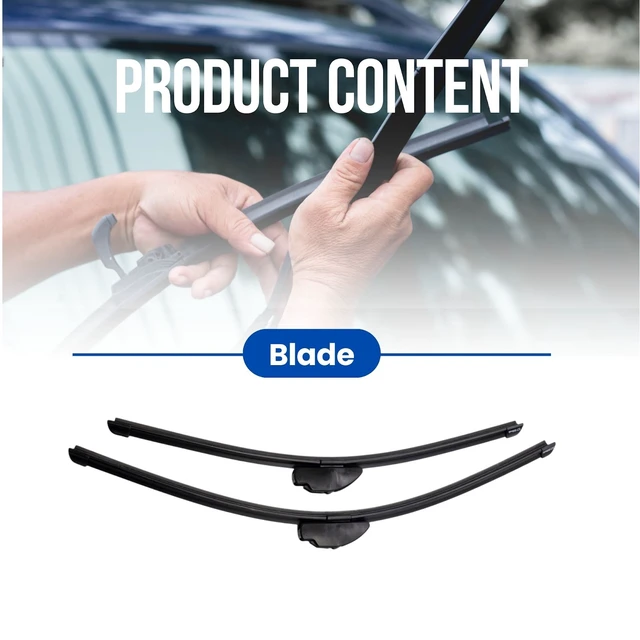 Alt view image 2 of 7 - Silbak Wiper Blade compatible with Chevrolet Colorado 2019-2022 Front Set of Two, Muson Pro Premium Flat, Driver Side 22 in (550 mm), Passenger Side 18 in (450 mm)