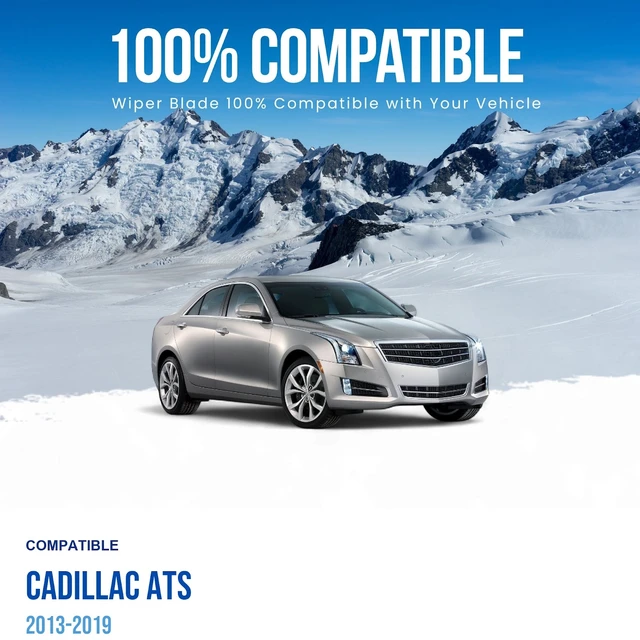 Alt view image 3 of 7 - Silbak Flat Wiper Blade compatible with Cadillac ATS 2013-2019, Front Set of Two, Driver Side 22" (550 mm), Passenger Side 18" (450 mm)