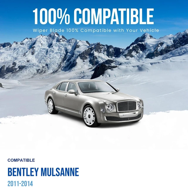 Alt view image 3 of 7 - Silbak Wiper Blade compatible with Bentley Mulsanne 2011-2014, Front Set of Two, Driver Side 24" (600 mm), Passenger Side 21" (530 mm), Flat Wiper Blades 3Y1955425