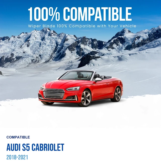 Alt view image 3 of 7 - Silbak Wiper Blade compatible with Audi S5 Cabriolet 2018-2021, Front Set of Two, Driver Side 24 in (600 mm), Passenger Side 21 in (530 mm), MUSON PRO Flat Wiper Blades