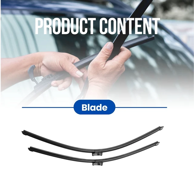 Alt view image 2 of 7 - Silbak Wiper Blade compatible with Audi R8 2017-2023, Front Set of Two, Driver Side 24 in (600 mm), Passenger Side 22 in (550 mm), Muson Pro Premium Flat