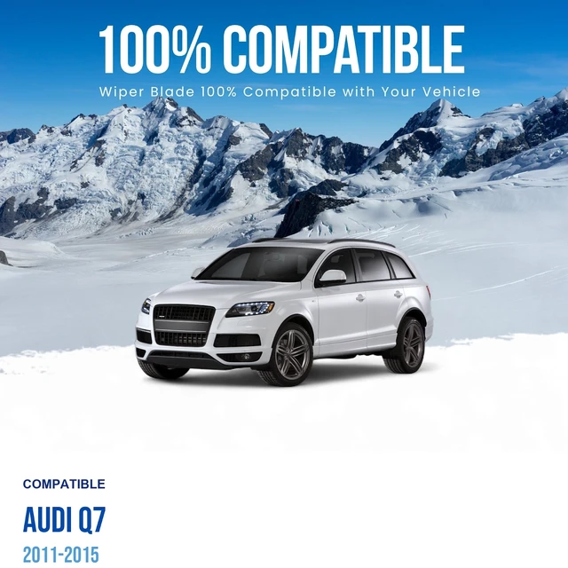 Alt view image 3 of 7 - Silbak Wiper Blade compatible with Audi Q7 2011-2015 Front Set of Two, Driver Side 26 in (650 mm), Passenger Side 26 in (650 mm), Muson Pro Premium Flat Wiper Blades
