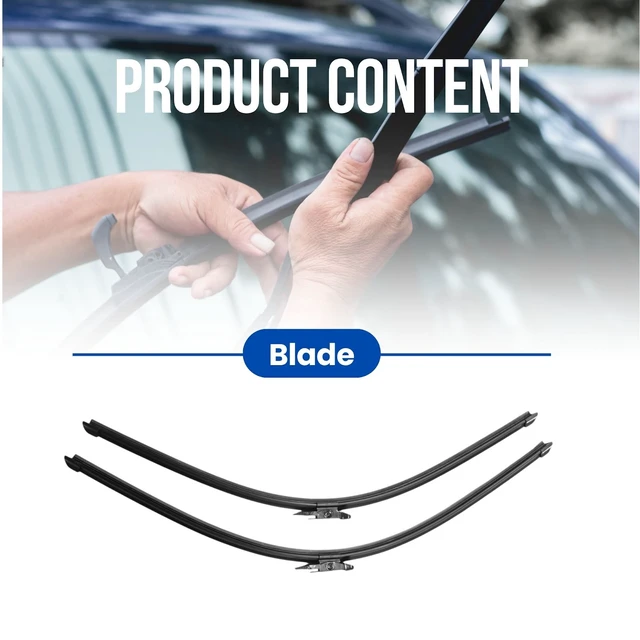 Alt view image 2 of 7 - Silbak Wiper Blade compatible with Audi Q7 2011-2015 Front Set of Two, Driver Side 26 in (650 mm), Passenger Side 26 in (650 mm), Muson Pro Premium Flat Wiper Blades