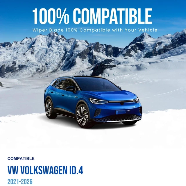 Alt view image 3 of 7 - Silbak Wiper Blade Set compatible with VW Volkswagen ID.4 2021-2026 Front Set of Two, Driver Side 28 in (700 mm), Passenger Side 18 in (450 mm), Muson Pro Premium Flat Wiper Blades