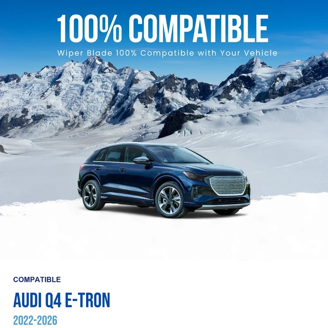 Alt view image 3 of 7 - Silbak Wiper Blade compatible with Audi Q4 e-tron 2022-2026 Front Set of Two, Muson Pro Premium Flat, Driver Side 28 in (700 mm), Passenger Side 18 in (450 mm)