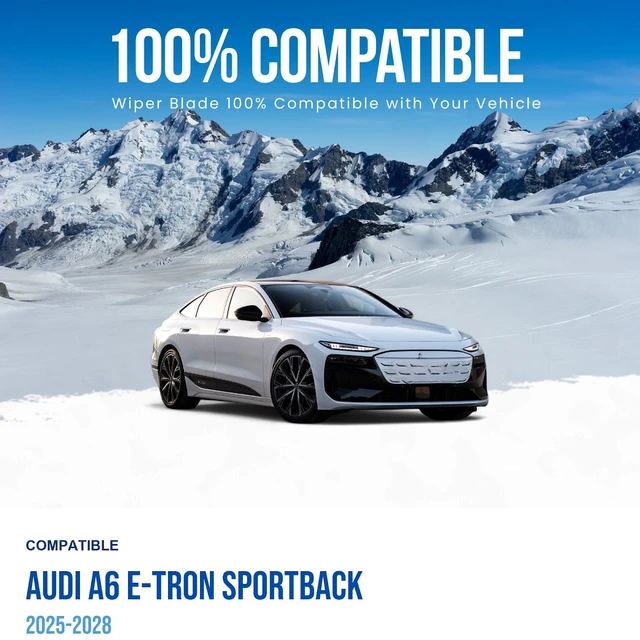 Alt view image 3 of 7 - Silbak Wiper Blade compatible with Audi A6 e-tron Sportback 2025-2028, Front Set of Two, Driver Side 25 in (620 mm), Passenger Side 22 in (550 mm)