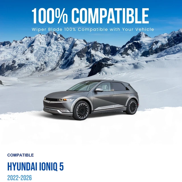 Alt view image 3 of 7 - Silbak Wiper Blade compatible with Hyundai IONIQ 5 2022-2026 Front Set of Two, 26 in (650 mm) Driver Side, 18 in (450 mm) Passenger Side, Muson Pro Flat Blades