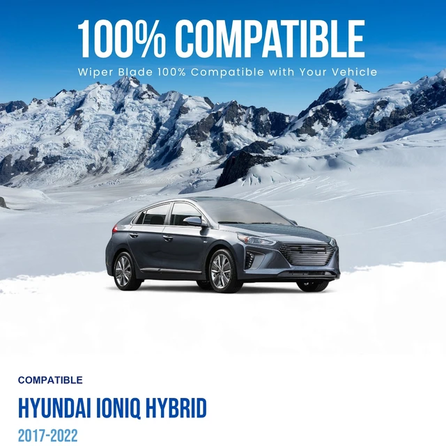 Alt view image 3 of 7 - Silbak Wiper Blade compatible with Hyundai IONIQ Hybrid 2017-2022, Front Set of Two, Driver Side 26 in (650 mm), Passenger Side 18 in (450 mm)