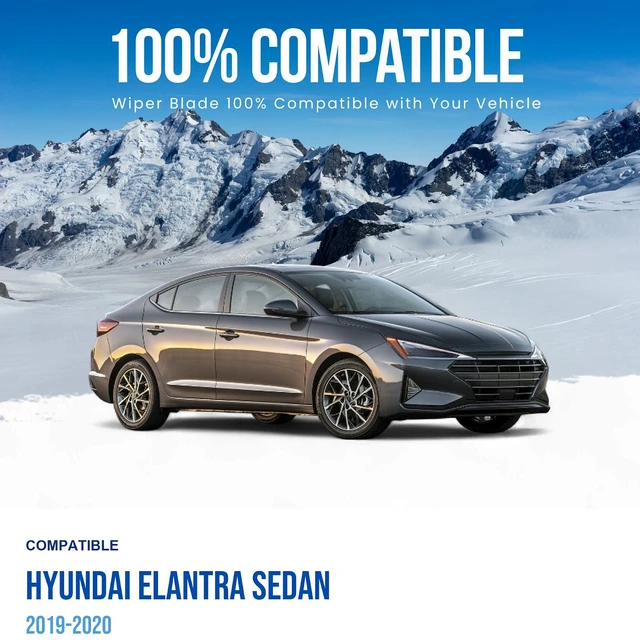 Alt view image 3 of 7 - Silbak Wiper Blade Set compatible with Hyundai Elantra Sedan 2019-2020, Front 2-Piece, Driver 26 in, Passenger 16 in