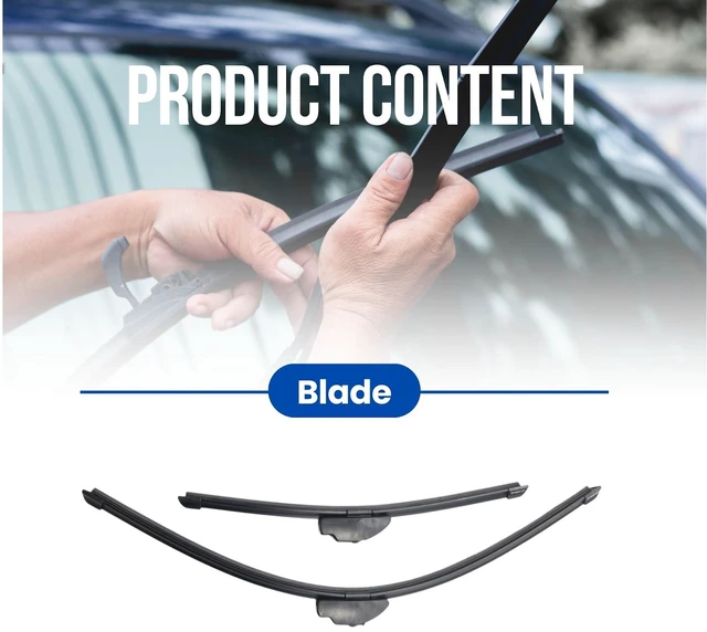 Alt view image 2 of 7 - Silbak Wiper Blade Set compatible with Hyundai Accent Sedan 2012-2017, Front 2-Piece, Driver 26 in, Passenger 16 in