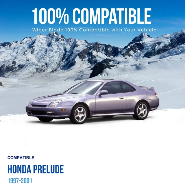 Alt view image 3 of 7 - Silbak Wiper Blade Set compatible with Honda Prelude 1997-2001, Front 2-Piece, Driver 20 in, Passenger 18 in