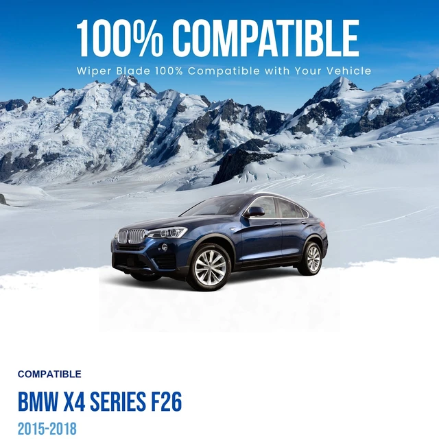 Alt view image 3 of 7 - Silbak Wiper Blade compatible with BMW X4 Series F26 2015-2018 Front Set of Two Driver Side 26 Inch (650 mm) Passenger Side 20 Inch (500 mm) Clear Visibility Quiet Drive