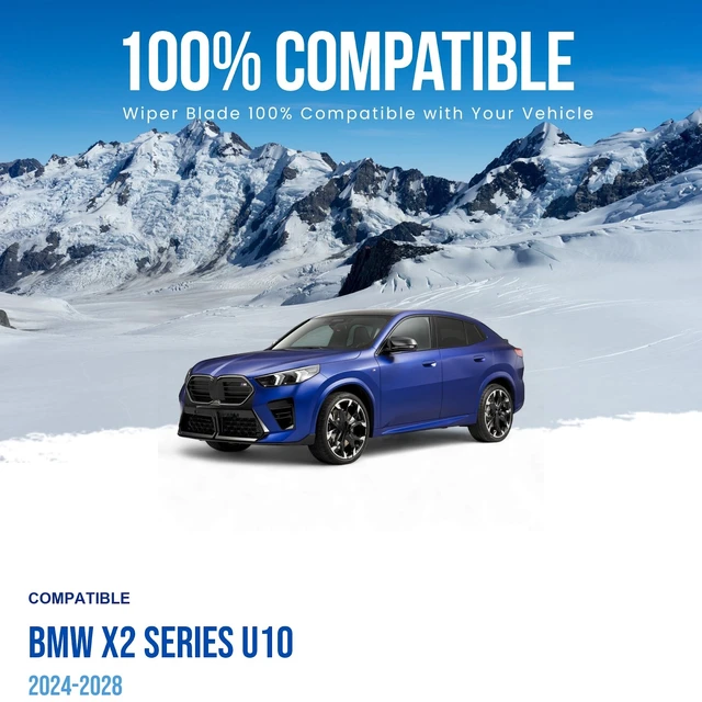 Alt view image 3 of 7 - Silbak Wiper Blade compatible with BMW X2 Series U10 2024-2028 Front Set of Two, Driver Side 24 in (600 mm), Passenger Side 18 in (450 mm), Vehicle-Specific Clips