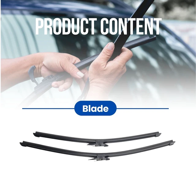 Alt view image 2 of 7 - Silbak Muson Pro Premium Flat Wiper Blades Set compatible with BMW 4 Series F33 Cabriolet 2014-2020, Driver Side 24 in (600 mm) Passenger Side 18 in (450 mm)