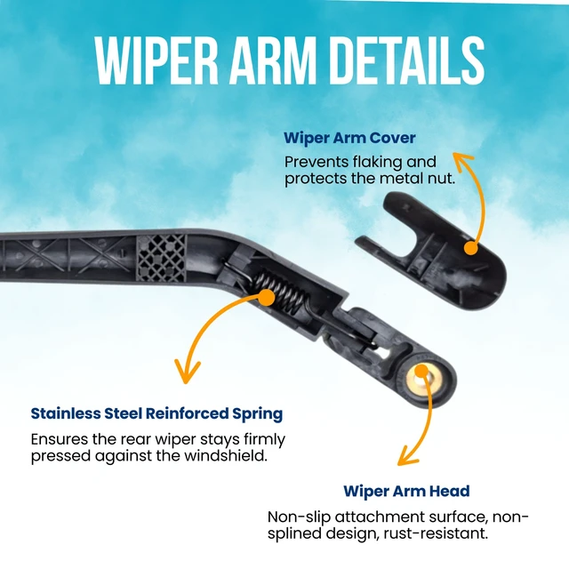 Alt view image 7 of 7 - MAXTEL Rear Wiper Blade Arm Cap Set compatible with Volkswagen Passat Wagon 2006-2011, 11.22 in (285 mm)