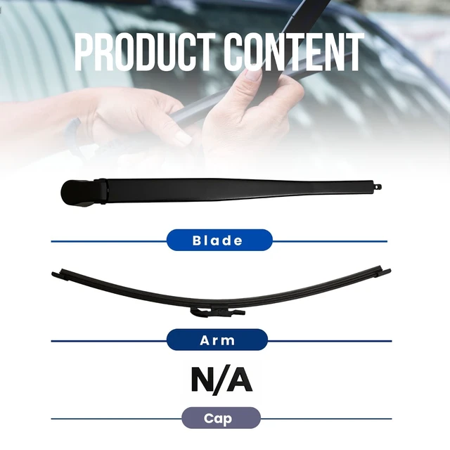 Alt view image 2 of 7 - MAXTEL Rear Wiper Blade & Arm Compatible with Porsche Macan 2014-2019, Size 15.75 in (400MM), Pre-mounted "Quick-Clip" adaptor, 100% Compatible, Black, 1-Year Manufacturer Warranty