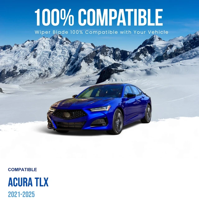 Alt view image 2 of 6 - MAXTEL Front Wiper Blade compatible with Acura TLX 2021-2025 Set of Two Driver Side 26 in (650 mm) Passenger Side 17 in (430 mm)