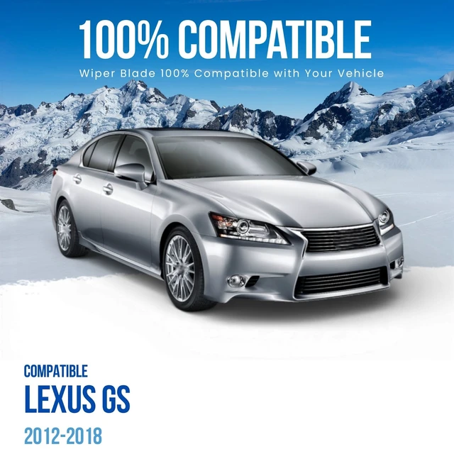 Alt view image 6 of 6 - MAXTEL Wiper Blade X2, compatible with Lexus GS 2012-2018, Black Front Windshield Wipers 26" (650 mm) + 17" (430 mm), Clear Visibility