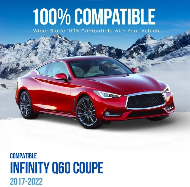 Alt view image 7 of 7 - MAXTEL Exclusive Wiper Blade X2 compatible with INFINITY Q60 COUPE 2017-2022, 26" (650 mm) + 16" (400 mm), Quick-Clip Adaptor, 100% Compatible