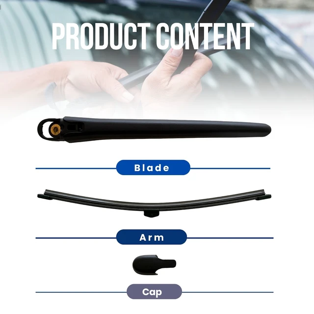Alt view image 2 of 7 - MAXTEL Rear Wiper Blade & Arm compatible with Mercedes EQB X243 2022-2026 11.81 in (300 mm) Black Quick-Clip Adaptor, 100% Compatible, 1-Year Manufacturer Warranty