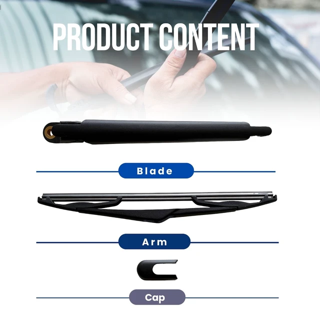 Alt view image 2 of 7 - MAXTEL Rear Wiper Blade & Arm compatible with Ford C-MAX 2013-2018, Size 12.01 in (305 mm), Black, 1-Year Manufacturer Warranty