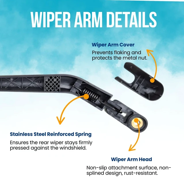 Alt view image 6 of 7 - MAXTEL Rear Wiper Blade & Arm compatible with BMW X7 G07 2023-2026 100% Compatible 15.35 in (390 mm) Quick-Clip adaptor Noise-Free Windshield Wipers Black 1-Year Manufacturer Warranty
